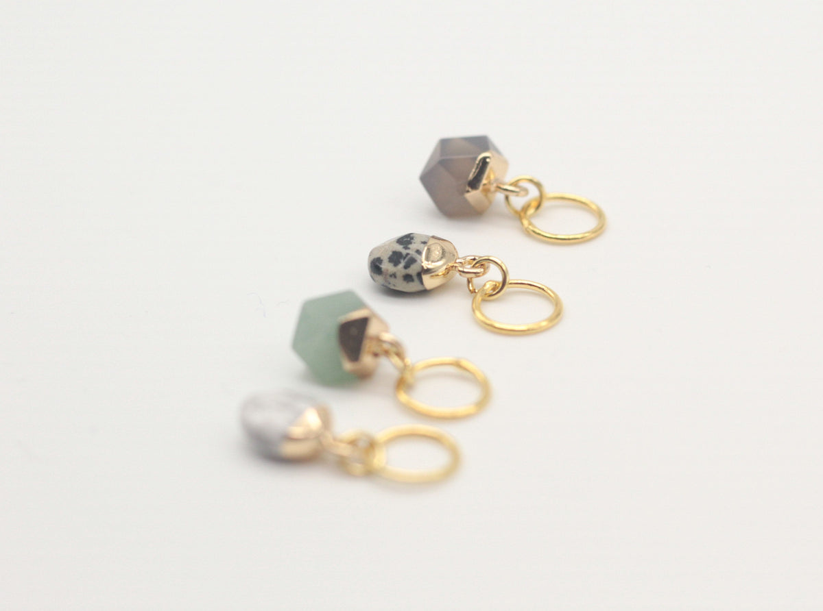 Earth Tones Genuine Gemstone Stitch Marker Set Skein and the Stitch