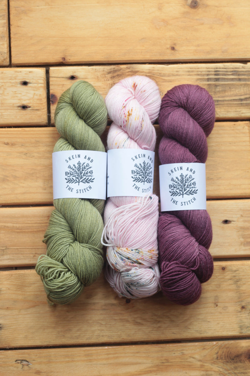 Mystery Skein Trio Ready to Ship Skein and the Stitch