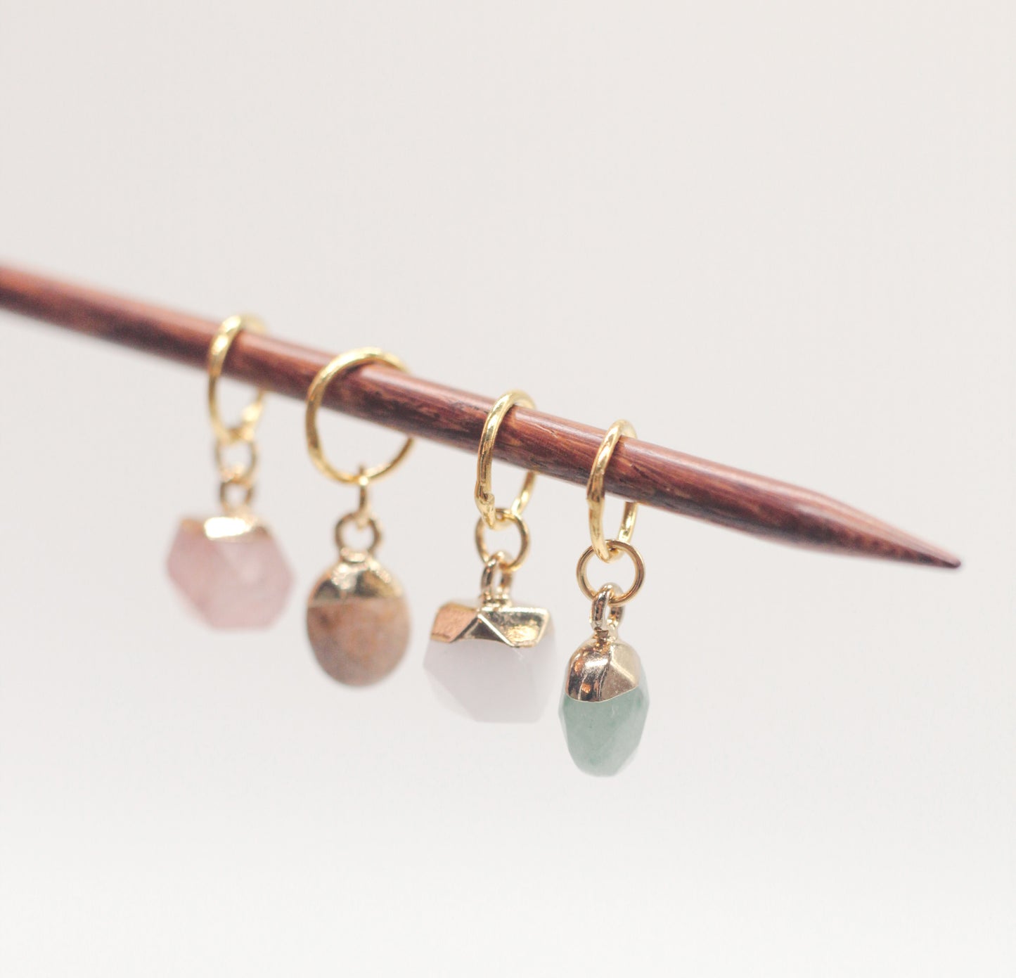 Strawberry Fields - Genuine Gemstone Stitch Marker Set