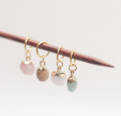 Strawberry Fields - Genuine Gemstone Stitch Marker Set