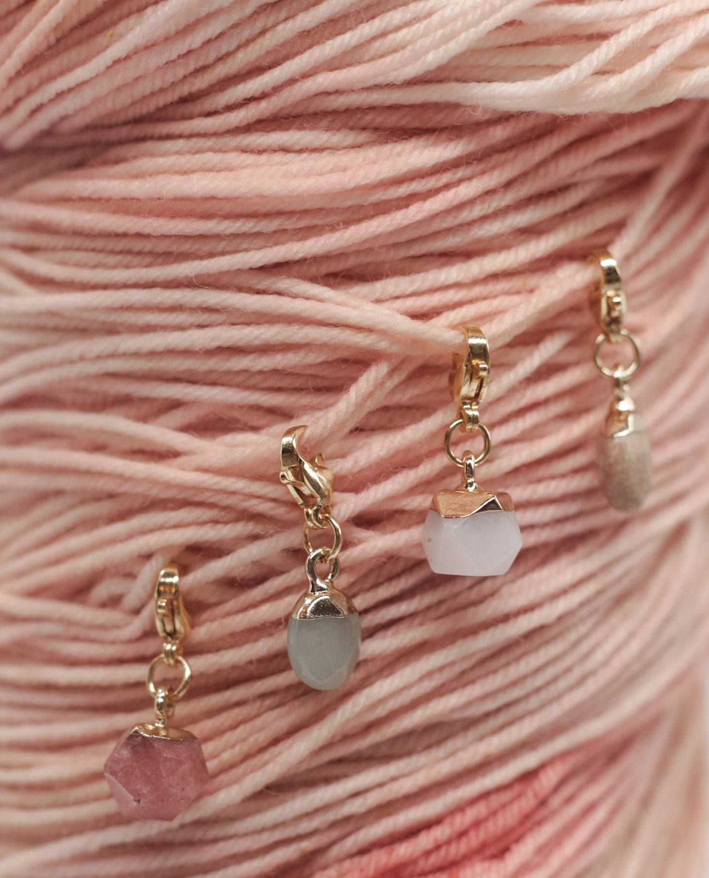 Strawberry Fields - Genuine Gemstone Stitch Marker Set